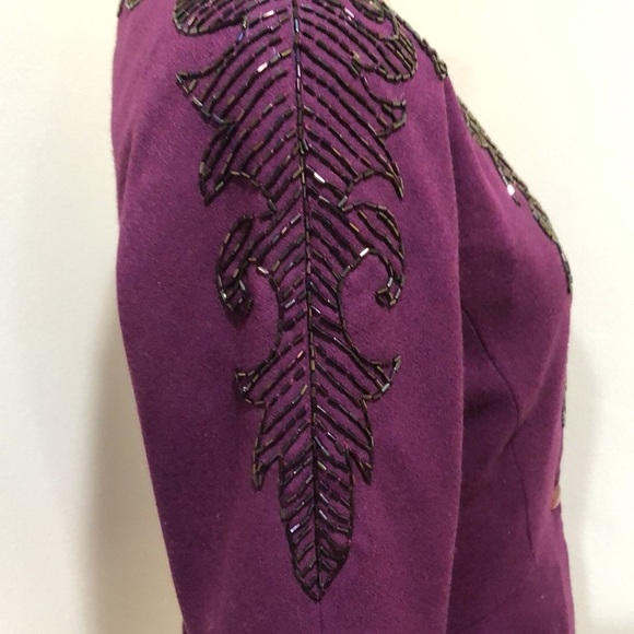 Vintage Jonathan Hitchcock for Reuben Thomas Blazer Jacket Small Purple Beaded - Picture 5 of 11